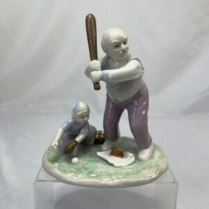 Vintage PAUL SEBASTIAN “Strike Out” Boy & Grandpa Playing Baseball Figurine 1992